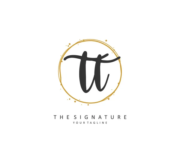 Inicial Letra Letra Firma Logotipo Concepto Escritura Mano Logotipo Inicial — Vector de stock