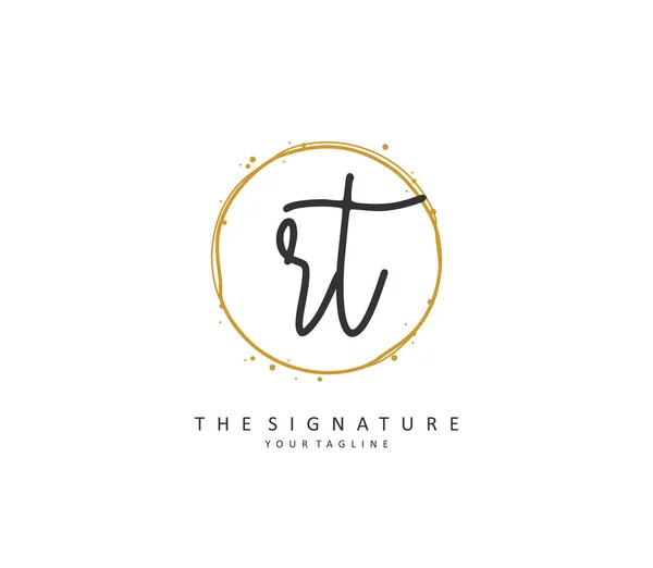 Initiële Brief Handschrift Handtekening Logo Een Concept Handschrift Eerste Logo — Stockvector