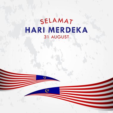 Selamat Hari Merdeka Malezya Sancak Yazısı ve Tebrik Arkaplanı Vektör Tasarımı. Malezya Bağımsızlık Günü