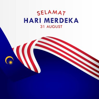 Selamat Hari Merdeka Malezya Sancak Yazısı ve Tebrik Arkaplanı Vektör Tasarımı. Malezya Bağımsızlık Günü