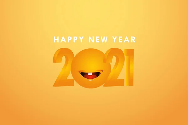 2021年あけましておめでとうございます バナー印刷と笑顔で挨拶の背景のためのベクトルデザイン — ストックベクタ