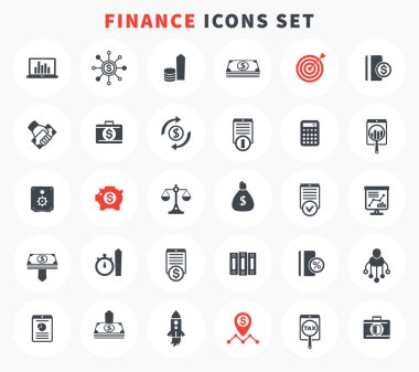 30 finans Icons set, yatırım, hisse senedi, fon
