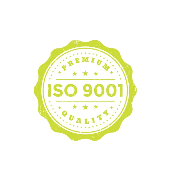 Emblema ISO 9001 vintage, verde sobre branco —  Vetores de Stock