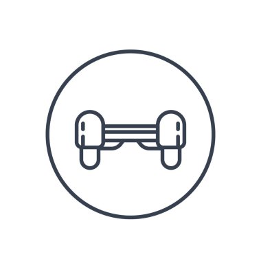 Hoverboard kutsal kişilerin resmi, beyaz doğrusal piktogram