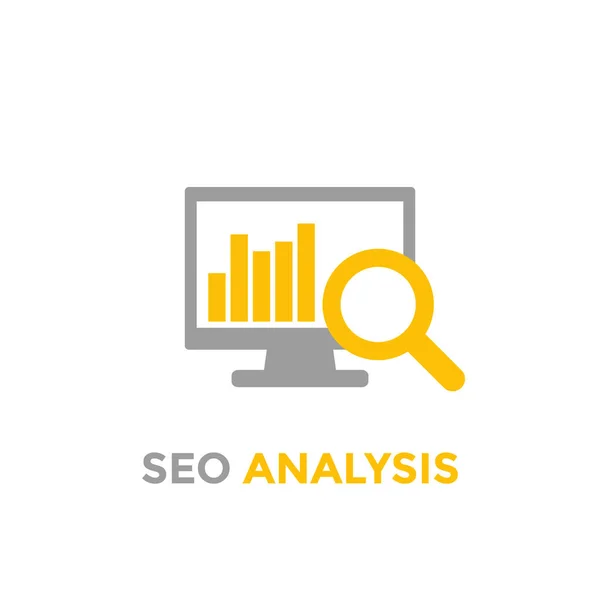 Analytics, seo analýza ikonu na bílém — Stockový vektor