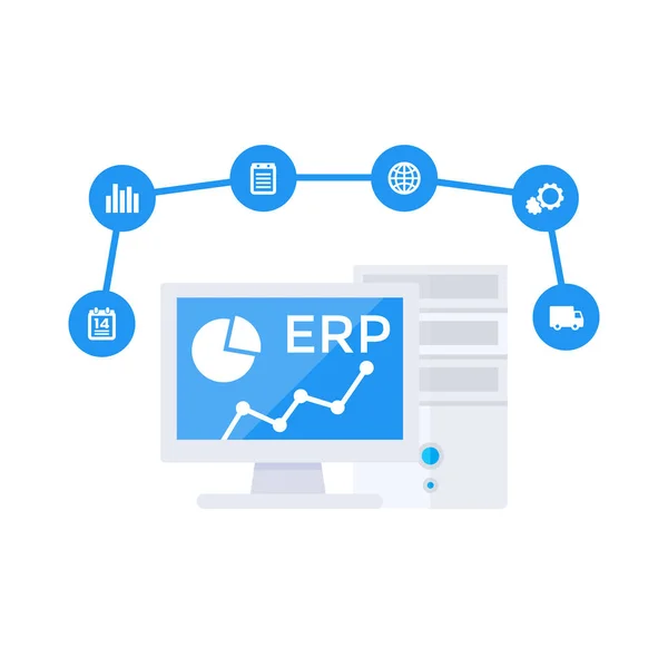 Illustrazione vettoriale del software ERP — Vettoriale Stock