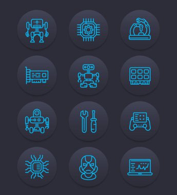 Robotik, makine mühendisliği, robotlar simgeler