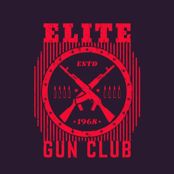 自動小銃の銃クラブ ヴィンテージ紋章 — ストックベクタ
