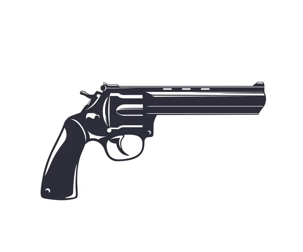 Revolver, arme de poing, pistolet isolé sur blanc — Image vectorielle