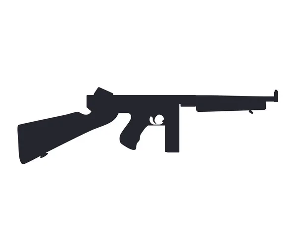 Amerikaanse submachine gun silhouet — Stockvector