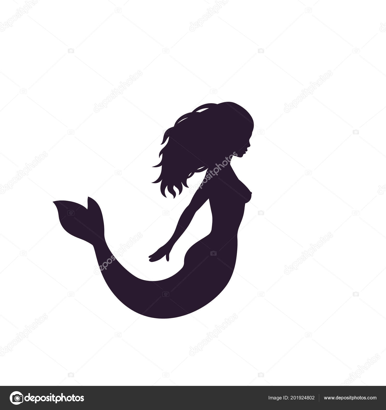 MeerjungfrauSilhouette isoliert auf weißem, Vektor