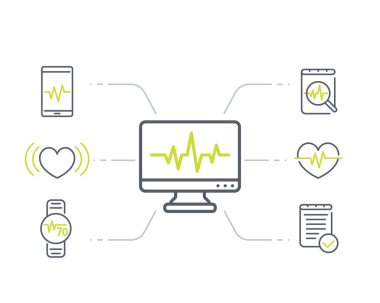EKG, kalp tanı, elektrokardiyografi simgeleri