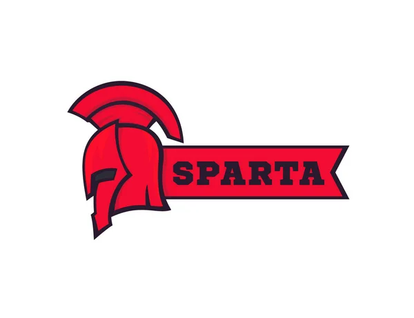 Şerit, logosu öğeleri ile Sparta kask — Stok Vektör