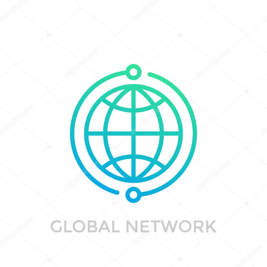 Global network icon on white, eps 10 file, easy to edit