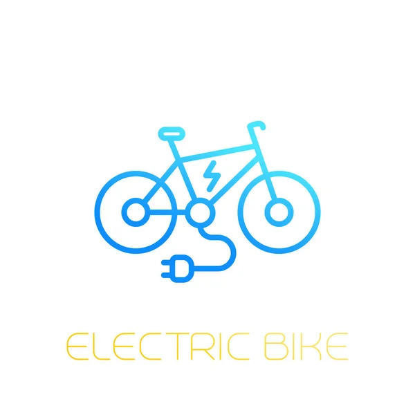 Icono de bicicleta eléctrica, e-bike, lineal sobre blanco — Vector de stock
