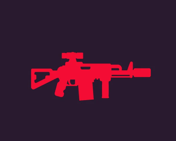 Rifle de asalto táctico, silenciador, mira óptica — Vector de stock