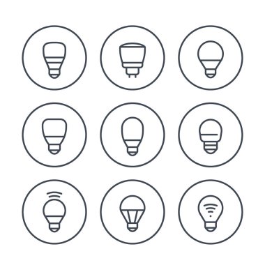 beyaz LED ampulleri Icons set