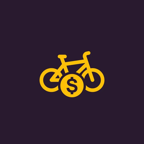Alquiler de bicicletas, icono de bicicleta — Vector de stock
