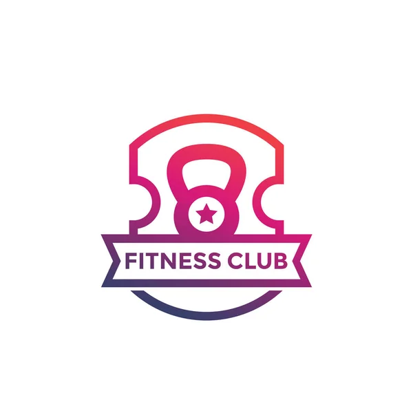 Clube de fitness, logotipo do vetor ginásio, emblema no branco — Vetor de Stock
