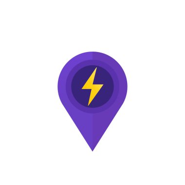 işaretçi, elektrik sembolü ile konum simgesi göster