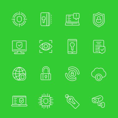 Güvenlik ve koruma, cybersecurity satır simgeler