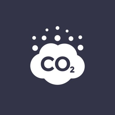 CO2 emisyonları vektör simgesi, karbon dioksit bulut