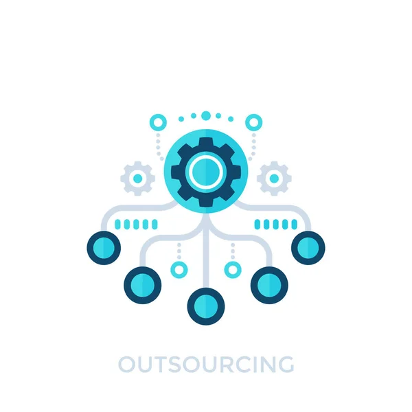 Outsourcing, icono del vector del proceso de producción — Vector de stock
