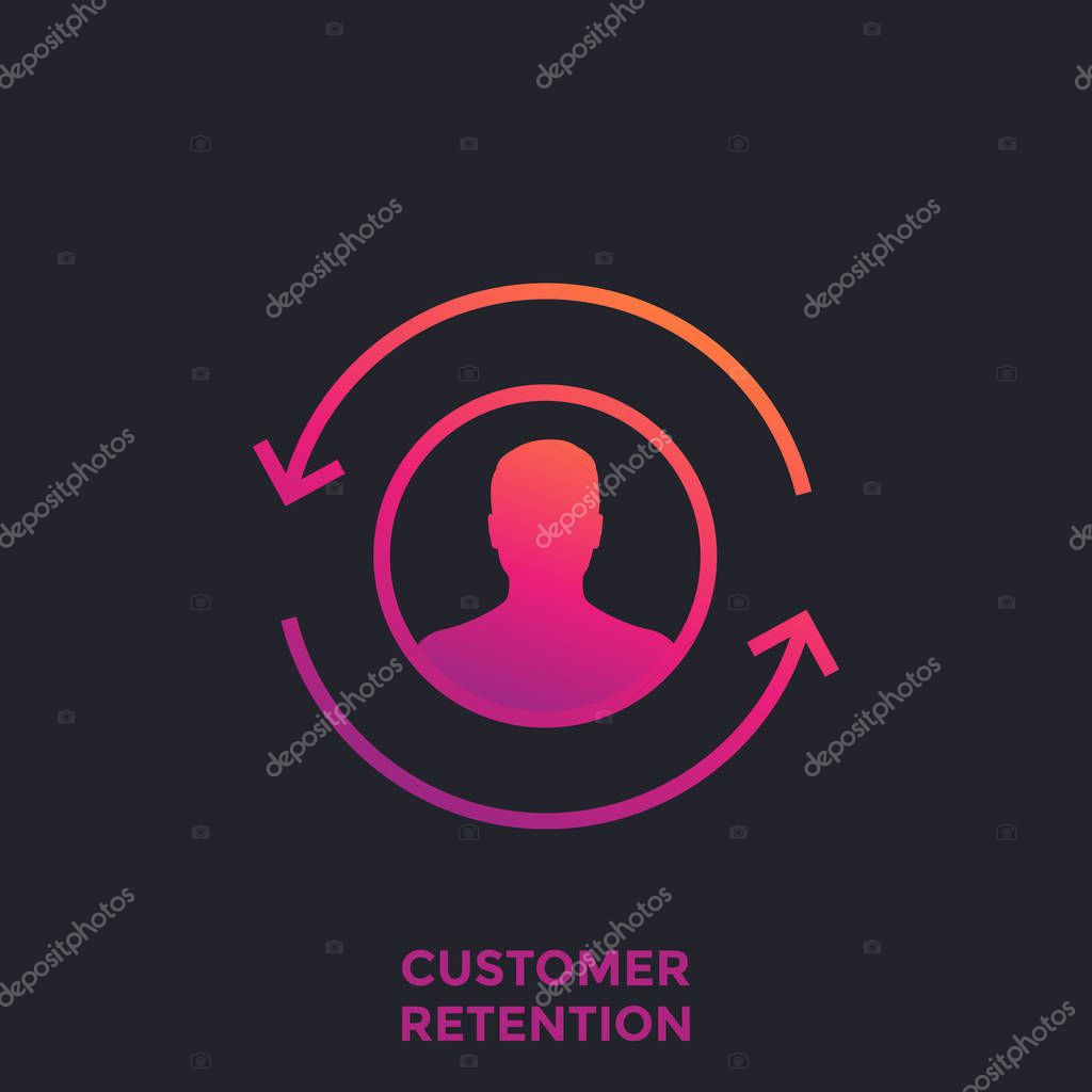 Customer retention, returning client icon, eps 10 file, easy to edit
