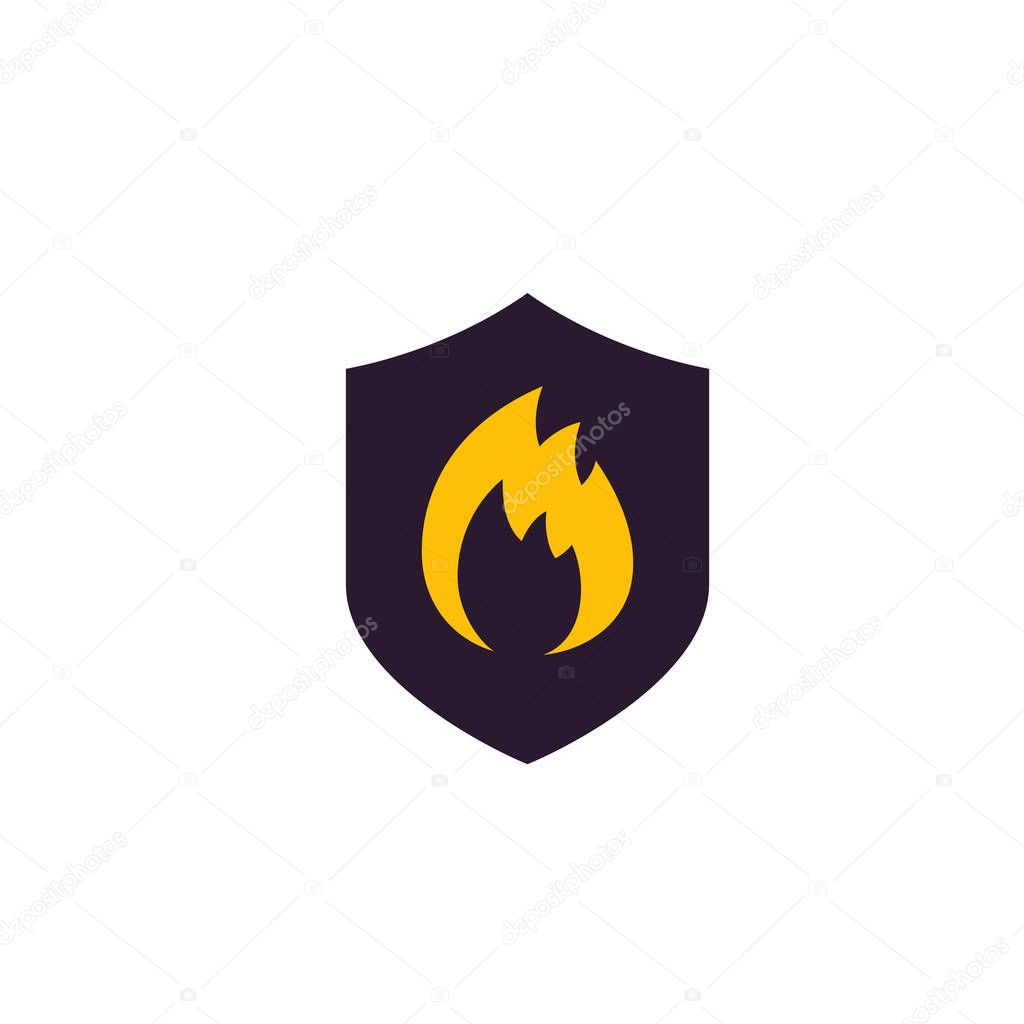 Fire protection icon with shield