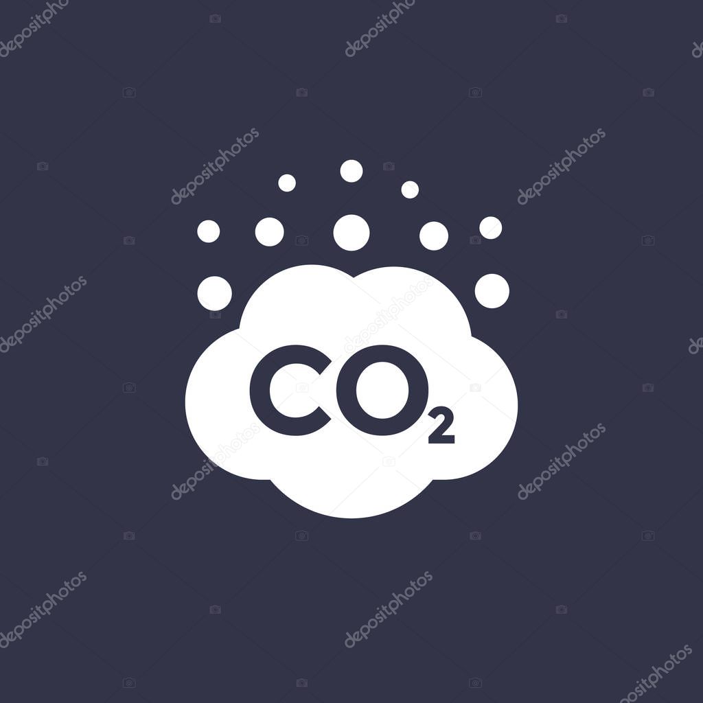 co2 emissions vector icon, carbon dioxide cloud