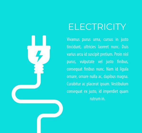 Elektřina vektorové ilustrace s elektrickou zástrčku — Stockový vektor