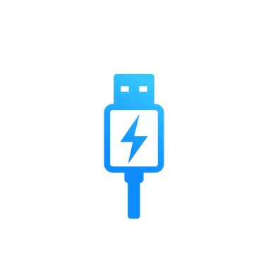 USB ile şarj fişi beyaz vektör simgesine