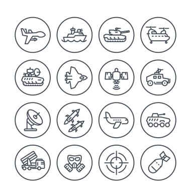 Ordu, beyaz askeri satır Icons set