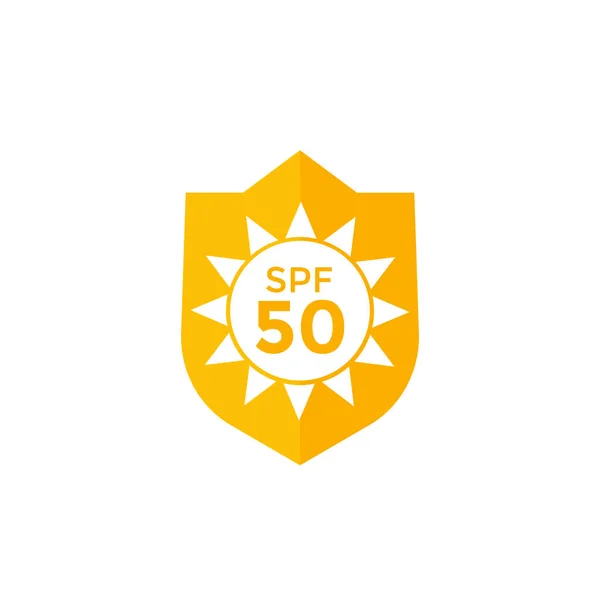UV, protección solar SPF 50 icono en blanco — Archivo Imágenes Vectoriales