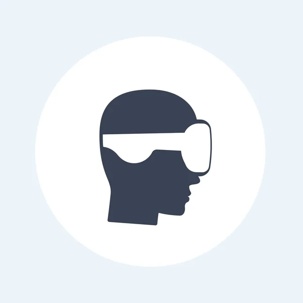 VR hjälm, mannen i virtuell verklighet glasögon ikonen — Stock vektor