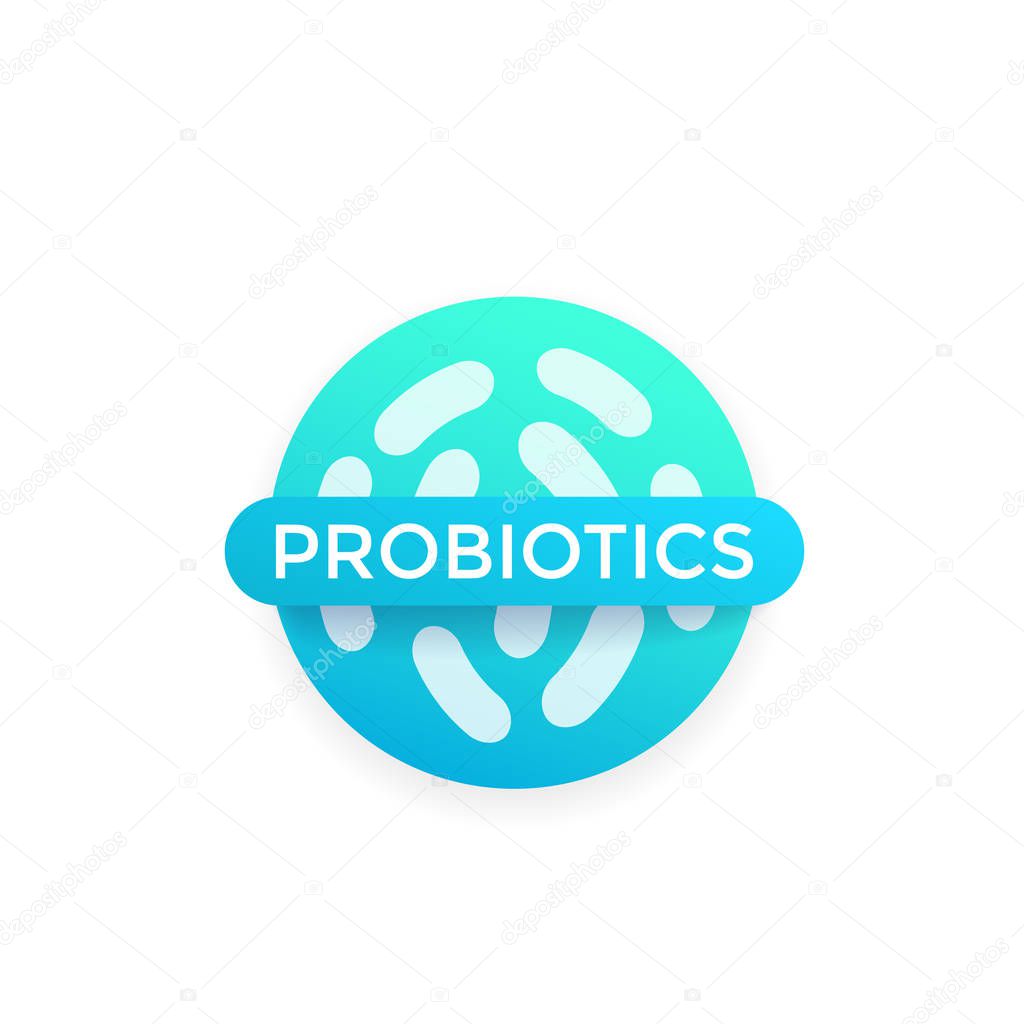 probiotics bacteria vector badge, eps 10 file, easy to edit