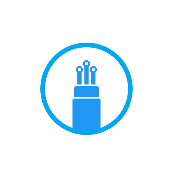 Beyaz optik fiber kablo simgesine