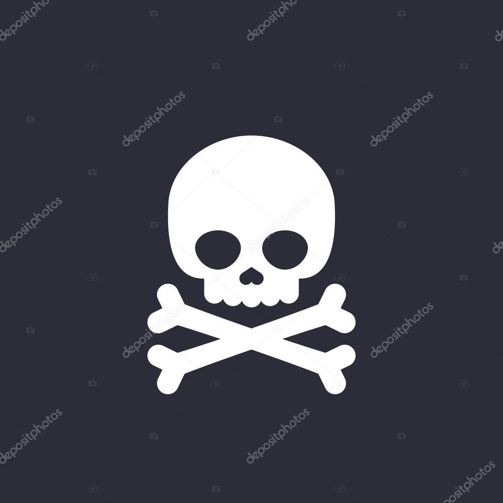 danger icon skull and bones vector sign