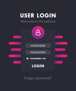 Kullanıcı oturum açma vitrin tasarımı, vektör şablonu