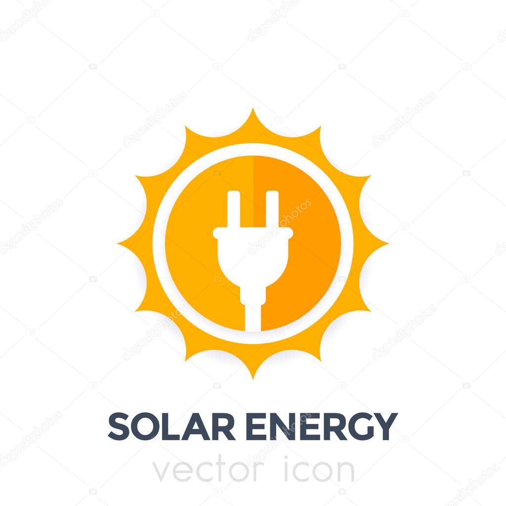 Solar energy vector logo, icon, eps 10 file, easy to edit