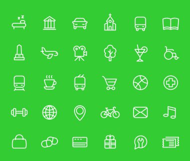 Haritalar ve gezinti apps için satır Icons set