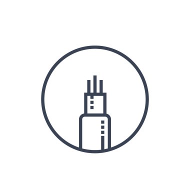 Optik fiber kablo vektör lineer simgesi