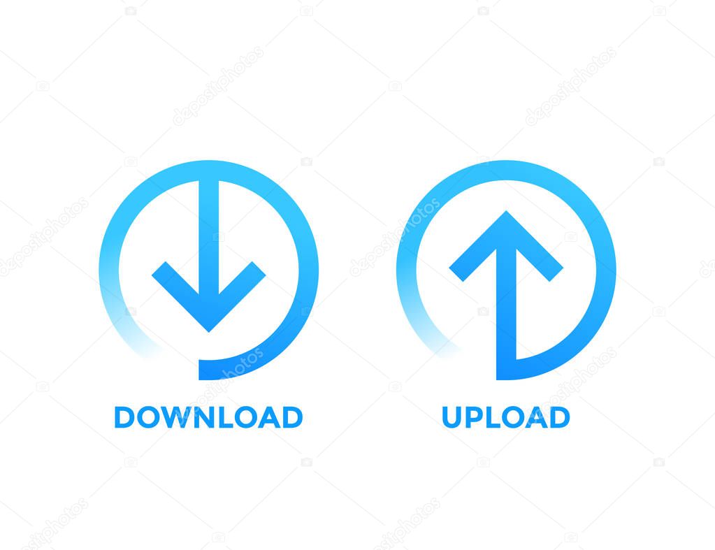 Download, upload icons with arrow in circle — Stock Vector © nexusby ...