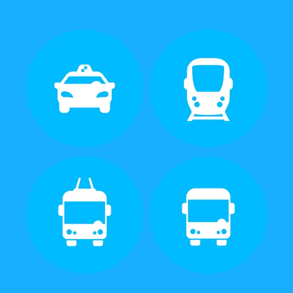 Transporte urbano, iconos vectoriales de transporte público — Vector de stock