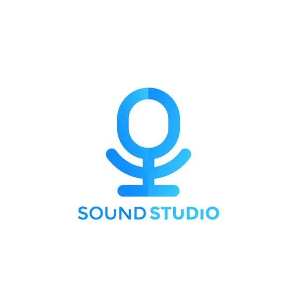 Marca de logotipo de vector de micrófono para estudio de sonido — Archivo Imágenes Vectoriales