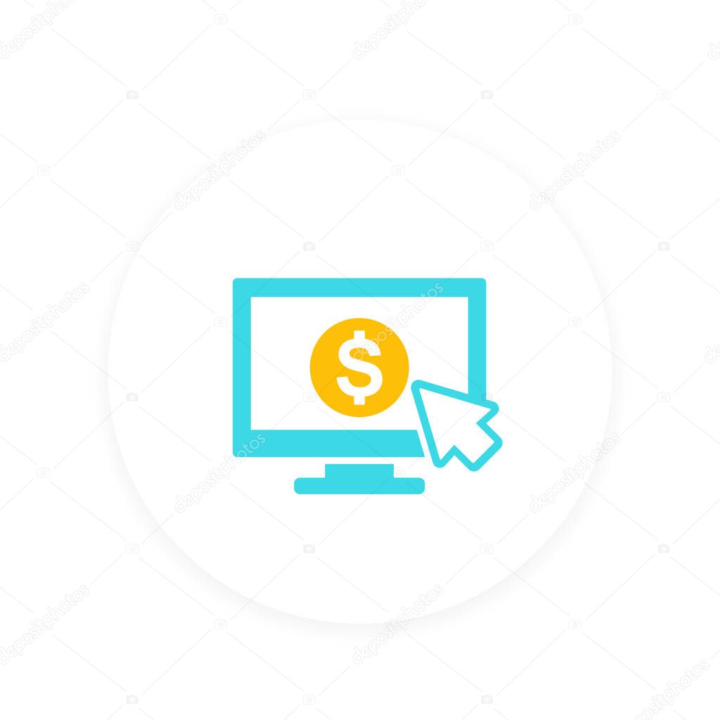 pay per click icon, internet marketing concept