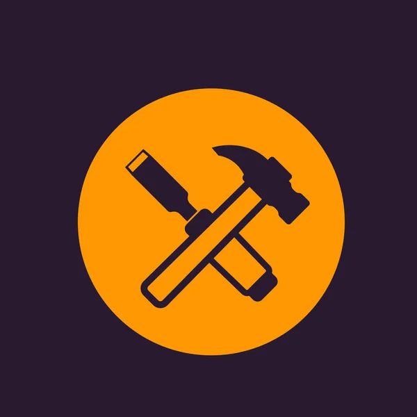 Hammer and chisel icon — Stock Vector