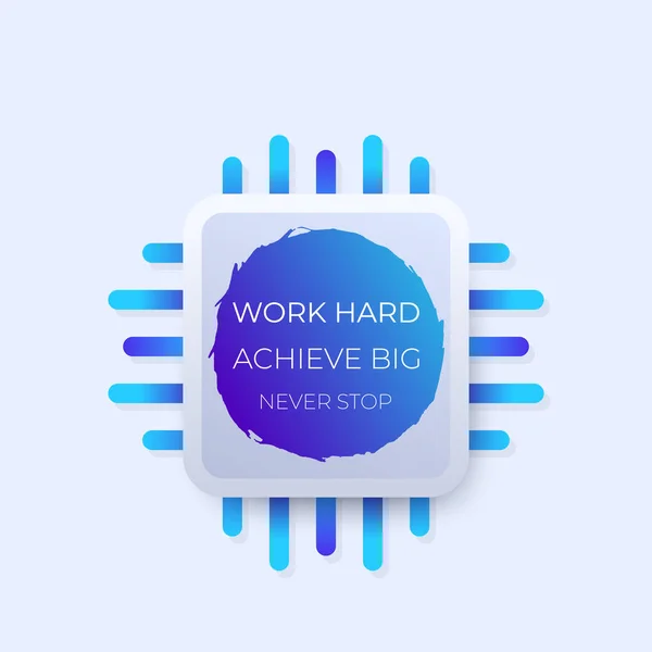 Trabajar duro, lograr grandes, nunca parar, cartel — Vector de stock