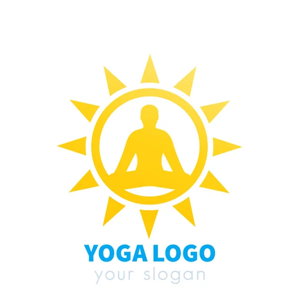 Yoga vector logo met zon — Stockvector