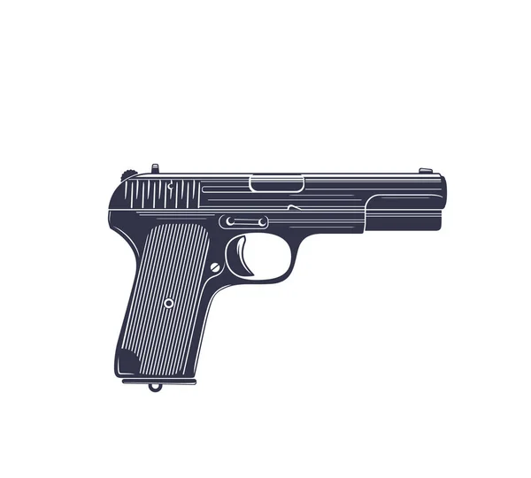 Pistola, vieja pistola de la Segunda Guerra Mundial soviética aislada — Vector de stock